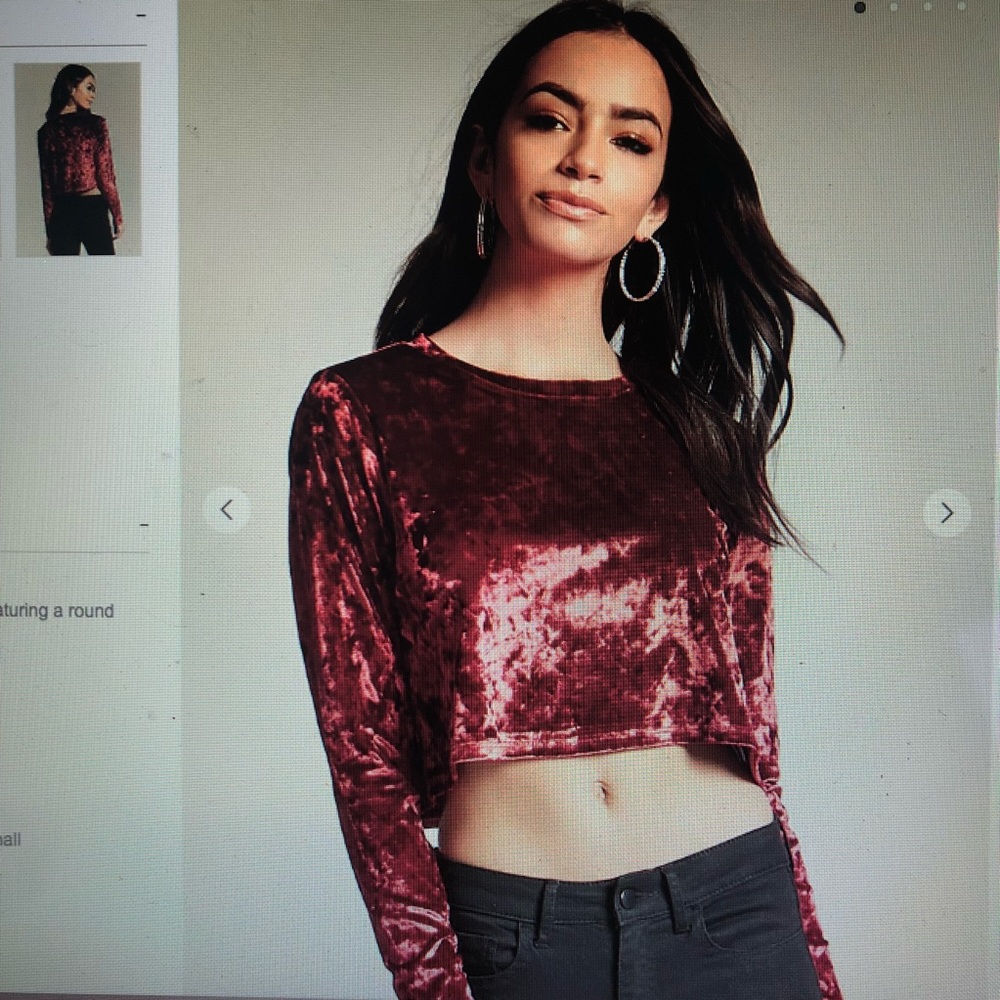 Forever 21 Crushed Velvet Crop Top - Picture 2 of 5